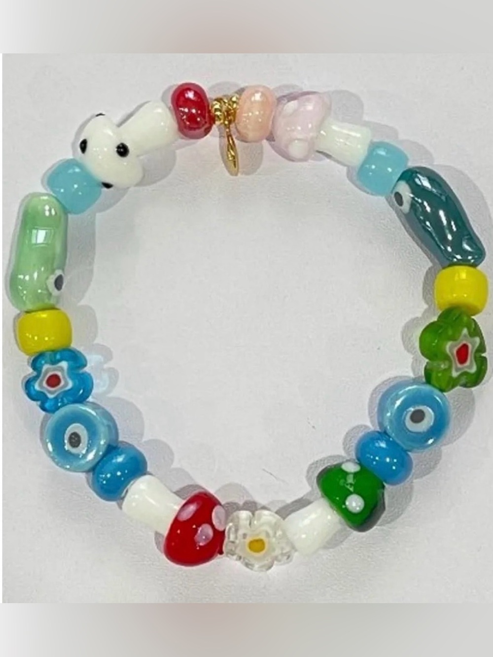 Mayamar  Colorful Glass Bead stretch
Charm Bracelet